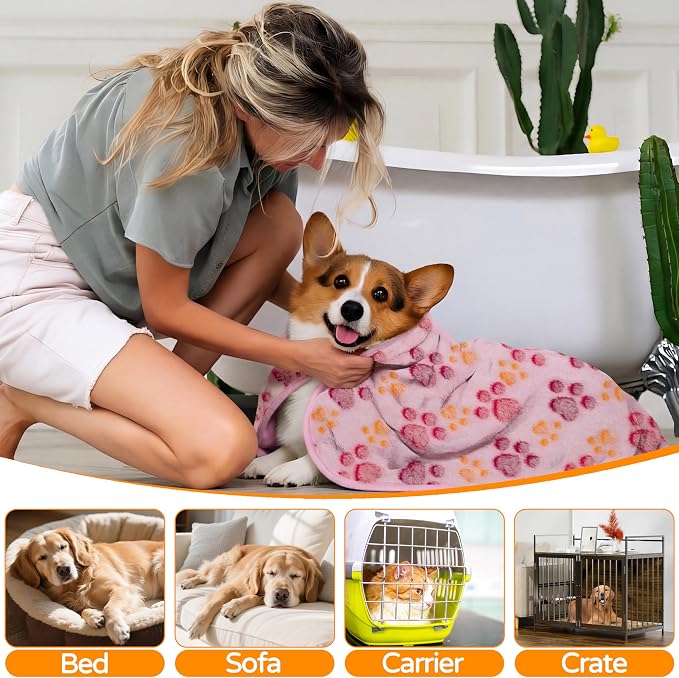 1 Pack 3 Blankets Premium Soft Fluffy Pet Flannel Blanket,Paw Printed Throw for Dogs, Cats and Puppies (Heart Set, 30×20 inch, Pack of 3)