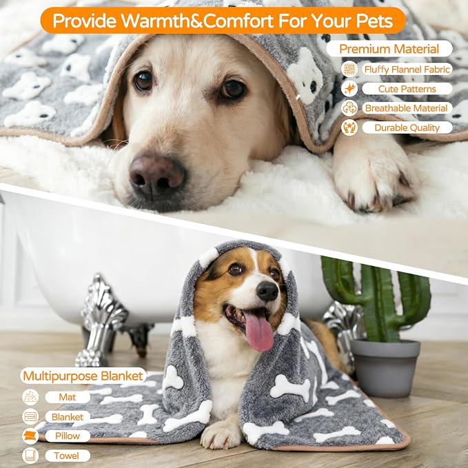 1 Pack 3 Blankets Premium Soft Fluffy Pet Flannel Blanket, Paw Printed Throw for Dogs, Cats and Puppies (Star Set, 23×16 inch, Pack of 3)