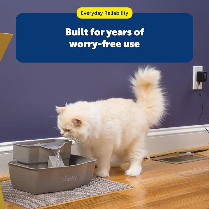 PetSafe Multi-Tier Pet Fountain Large Waterer Great for Cats and Dogs 2 Heights to Drink from Great for Senior Pets 100 Oz Water Capacity Fresh, Filtered Water