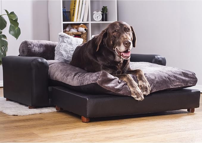 Moots Premium Leatherette Pets Sofa, Black/Charcoal, X-Large