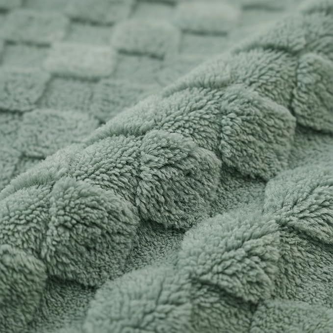 Americanflat 60x80 Jacquard Fleece Throw Blanket - Soft and Breathable Throw Blanket for Couch, Bed, Chair - Fleece Blankets Perfect for Home, Bedroom, or Outdoor Use - Checkered Design in Green
