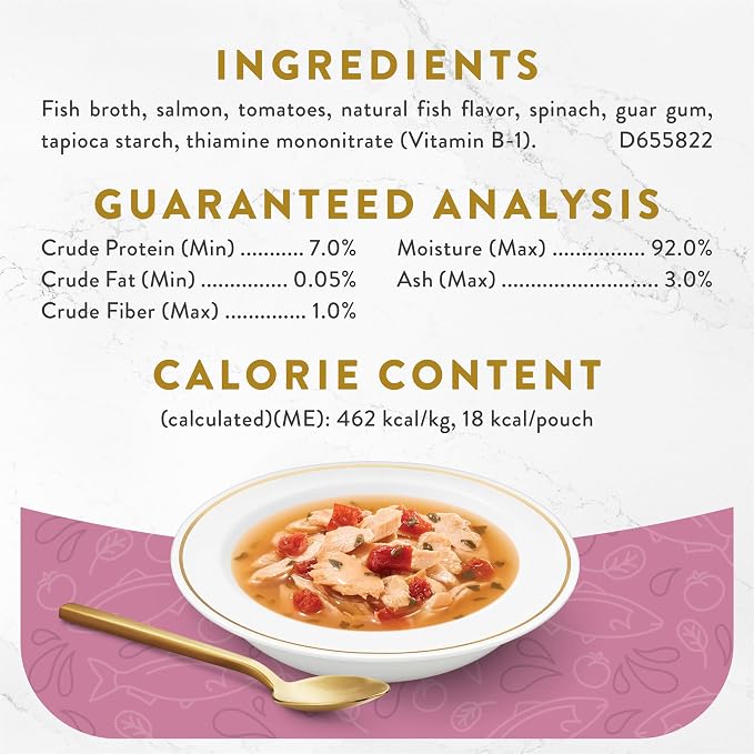 Purina Fancy Feast Lickable Wet Cat Food Broth Complement, Classic With Wild Salmon and Vegetables, (Pack of 16) 1.4 oz. Pouches