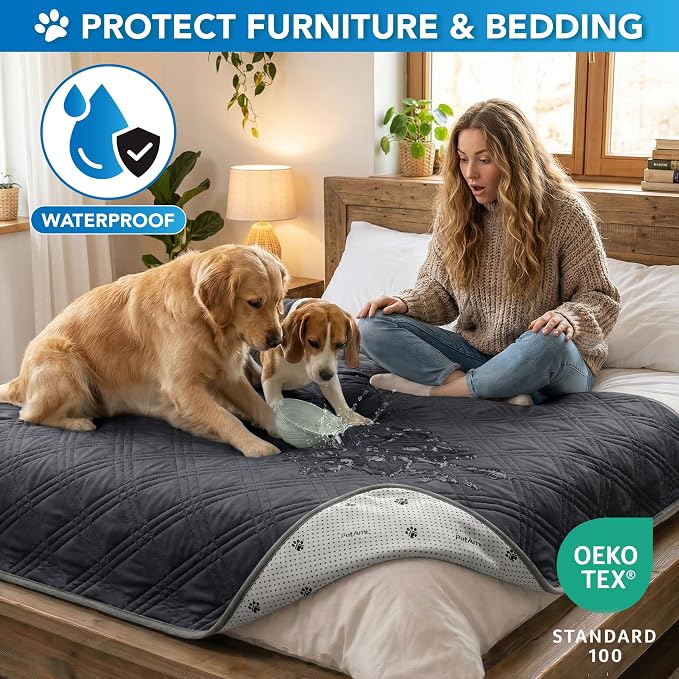 PetAmi Dog Cooling Mat, Waterproof Self Cooling Dog Pad with Non-Slip Backing, Q-Max >4.0 Pet Cooling Mat for Crate, Couch, Kennel & Car, Indoor Outdoor Summer Use, Grey, 60x80