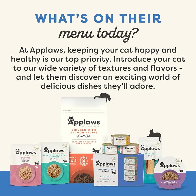 Applaws Natural Cat Treats, Grain-Free, Single Ingredient, Whole Protein Fillet, Healthy Snacks with No Artificial Additives (6 x 1.06oz Whole Salmon Loin)