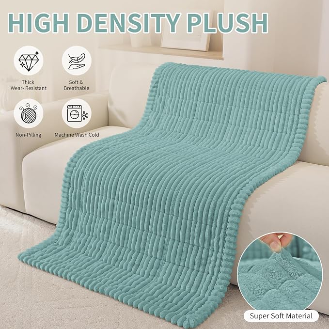 Fuzzy Pet Couch Covers for Dogs Washable, Thick Couch Covers for 2 Cushion Sofa Pet Friendly, Non Slip Plush Dog Couch Cover for for Sectional, Loveseat (Turquoise, 27.6" x 59")