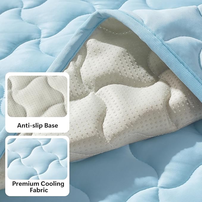 GASUR Cooling Mat for Large Dogs, Q-Max>0.5 Instant Temp Drop Dog Cooling Mats, Cooling Pad for Dog- Summer Indoor Outdoor Travel Use, Snag Resistant，Machine Washable& Anti-Slip, 36"X26" Blue