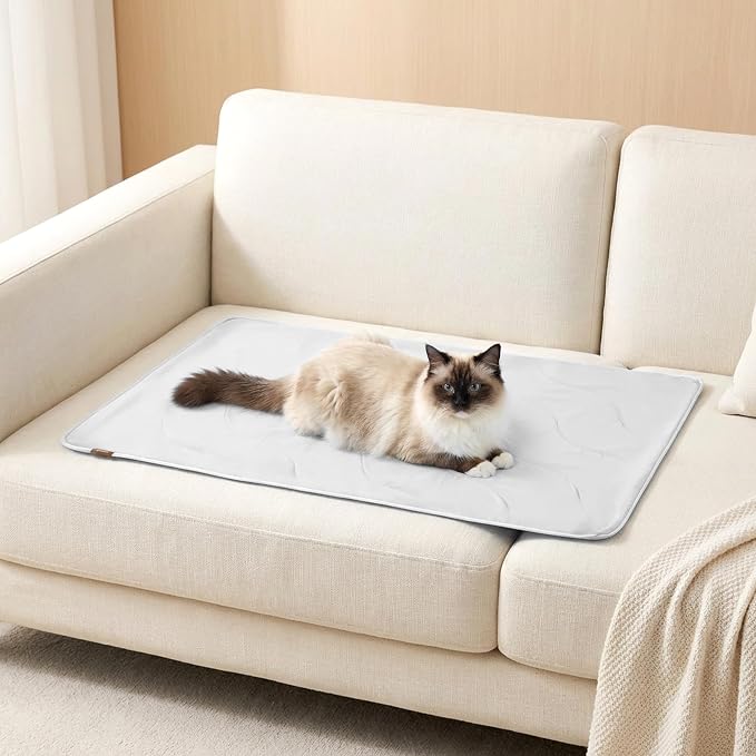 ZOMISIA Cooling Blanket for Small Dogs - Breathable Air-Core Fill Lightweight Pet Mat, Soft Cold Blanket Washable for Summer, Grey, 25"x35"