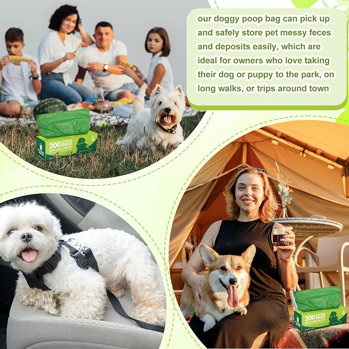 Harloon 6000 Counts Dog Poop Waste Bags Bulk, 30 Rolls Pet Waste Bags, Extra Thick Strong Leak Proof, for Walking, Travel, Park, Puppy Cleanup,Universal Doggy Rolls Waste-Box(Deep Green,12 x 8 Inches)