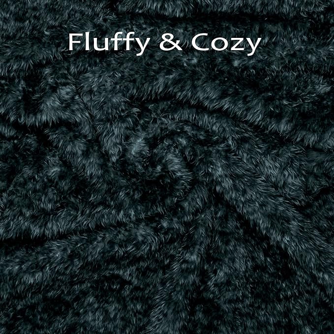 MACEVIA Fluffy Fleece Dog Blankets,Warm Soft Fuzzy Pets Blanket for Puppy,Small,Medium,Large Dogs and Cats,Plush Pet Throws for Bed,Couch,Sofa,Travel (24x29 Inch, Black & Dark Green)