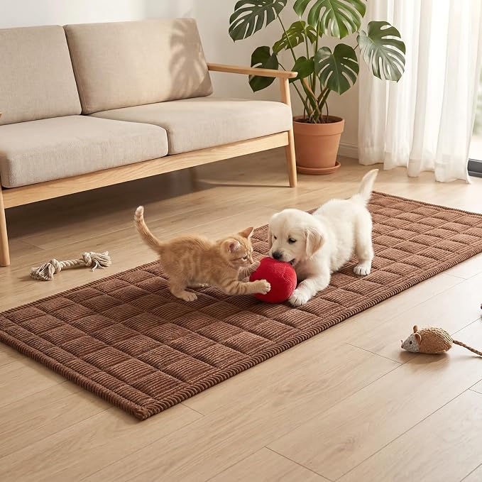 Fixwal Waterproof Dog Couch Cover, Washable Non-Slip Pet Couch Covers for Sofa, Leak-Proof Sofa Protector for Dogs, Pet Friendly Corduroy Furniture Cover (Coffee Brown, 27.6" x 70.9")