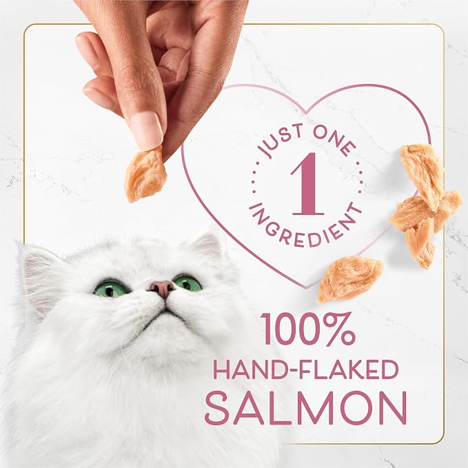 Purina Fancy Feast Purely Hand-Flaked Salmon Cat Treats, Real Fish, Tender Texture, 10 Count Pouch
