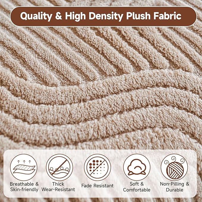 OTOB Couch Covers for 3 Cushion Couch Sofa Pet Friendly, Washable & Non Slip Fuzzy Plush Sofa Cover Slipcovers, All Seasons Ultra Soft Furniture Protector, 1 Piece (Coffee, 27.6"x70.9")