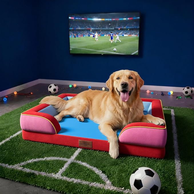 Comfort Expression Orthopedic Dog Bed for Extra Large Dogs 45x35 Inch, Waterproof Egg Crate Foam XL Pet Bed with Bolsters, Dog Couch with Washable Cover & Non-Slip Bottom, Los Angeles
