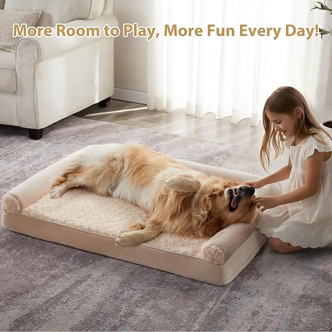 BFPETHOME Orthopedic Washable Dog Beds Large Sized Senior Dog for Comfy Sleeping with Removable Cover, Waterproof Big Soft Pet Couch Bed for Dogs Rerlax