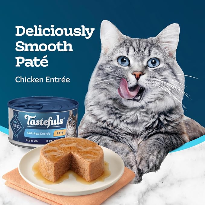 Blue Buffalo Tastefuls Chicken Paté Wet Cat Food for Adult Cats, Real Chicken First, Made with Natural Ingredients Enhanced with Vitamins, Minerals & Other Nutrients, 3-oz. Cans (24 Count)