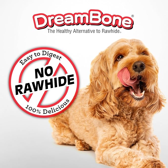 DreamBone Triple Flavor Twisties Dog Treats, Daily Rawhide-Free Chew, Digests Safely, with Real Protein, Chicken, Beef, Peanut Butter and Veggies, 25 Count