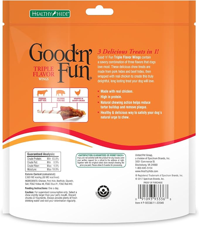 Good 'N' Fun Triple Flavor Wings and Ribs Rawhide Chews Bundle for Dogs