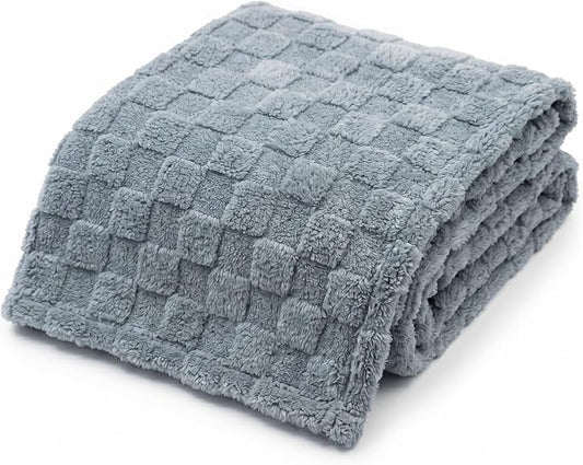 Americanflat 30x40 Jacquard Kids Throw Blanket - Soft and Breathable Mini Fleece Throw Blanket for Couch, Bed, Chair - Fleece Blankets Perfect for Home, Bedroom, Outdoor - Checkered Design in Gray