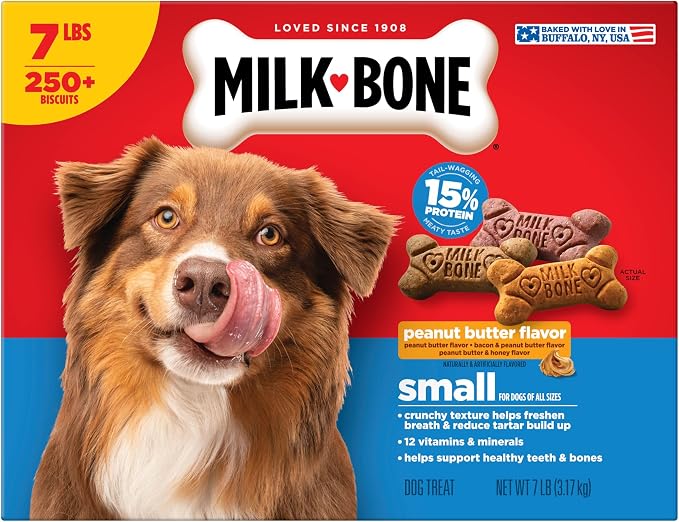 Milk-Bone Peanut Butter Flavor Dog Biscuits, Naturally & Artificially Flavored, 7 Lb. Box
