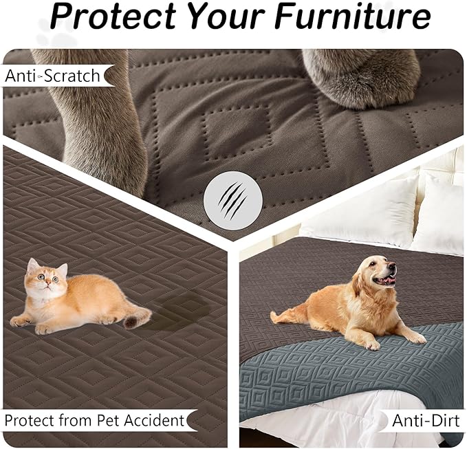 hyha Waterproof Dog Blanket, Soft Pet Bed Blankets, Waterproof Sofa Couch Cover for Dogs Washable, Reversible Pet Couch Covers for Sofa Furniture (40x80 Inch, Brown/Chocolate)