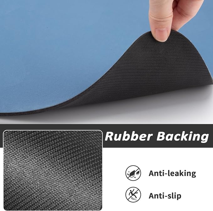 HotLive Dog Food Mat - Absorbent Cat Mat for Food and Water, No Stains Pet Feeding Bowl Mat, Easy to Clean Pet Placemats, Quick Dry Dog Water Dispenser Mat for Messy Drinkers | Paw Blue 18"x28"