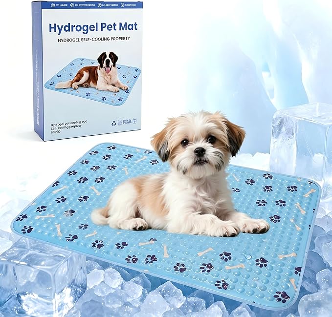 Pet Cooling Gel Pad with Patent Technology, 20in Dog Cooling Mat for Summer, Self-Cooling Mat for Medium/Small Dogs, Non-Slip Waterproof Durable Mat for Dog Beds, Car, Indoor & Outdoor Use
