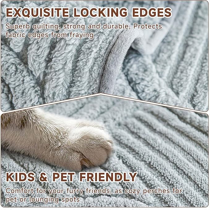 OTOB Couch Covers for 3 Cushion Couch Sofa Pet Friendly, Washable Plush Sofa Slipcovers Furniture Protector, Non Slip All Season Soft Fuzzy Pet Couch Cover, 1 Piece(Light Gray, 27.6"x82.7")