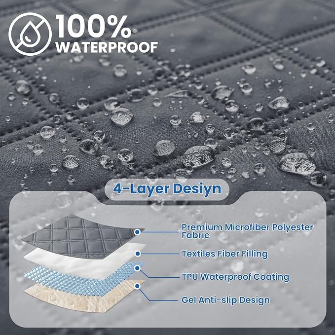 Waterproof Couch Covers for Pets, Waterproof Dog Bed Cover, Anti-Slip Soft Dog Blankets, Couch Cover for Dogs Washable, Pet Blanket for Puppy Large Dogs Cat (82x82 Inch, Dark Grey)