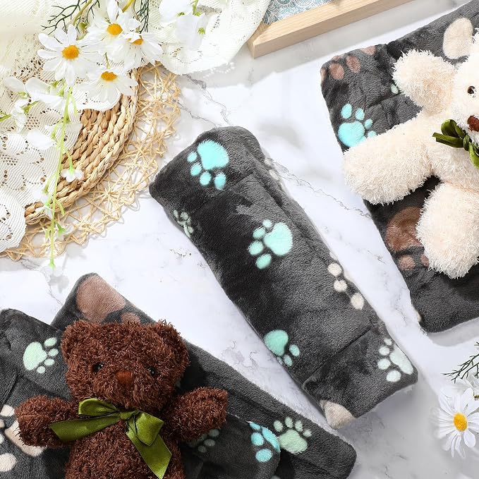 Tuanse 4 Pack Ultra Soft Dog Cat Bed Mat Small Animal Guinea Pig Bed with Cute Print Reversible Fleece Dog Crate Kennel Pad Cozy Washable Thickened Hamster Pet Beds Mat(21 x 14 Inches,Black)