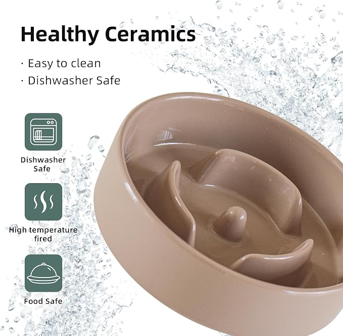 Havniva Ceramic Slow Feeder Dog Bowls, 0.9 Cups Dog Bowl Slow Feeding for Small Breed, 6.1inch Puzzle Dog Food Bowl Slow Feeder Non-Slip Anti-Gulping and Anti-Choking Reduces Bloating