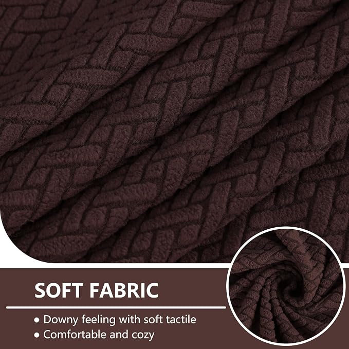hyha Waterproof Sectional Couch Cushion Covers, Wear Resistant Sofa Slipcovers Washable, Anti Slip L Shape Couch Covers for Sectional Sofa, Furniture Protector for Pets (1 Piece Chaise, Chocolate)