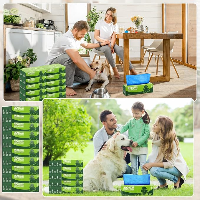 Harloon 6000 Counts Dog Poop Waste Bags Bulk, 30 Rolls Pet Waste Bags, Extra Thick Strong Leak Proof, for Walking, Travel, Park, Puppy Cleanup,Universal Doggy Rolls Waste-Box(Bule,12 x 8 Inches)