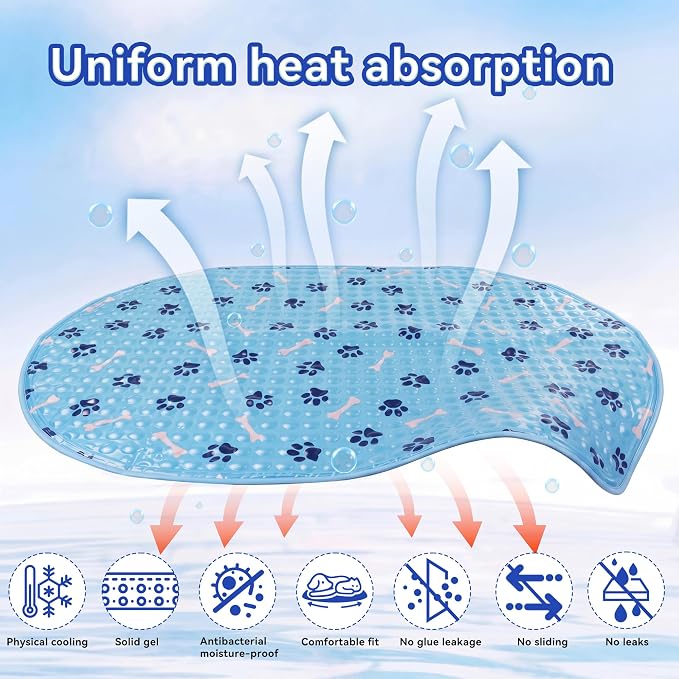 Dog Cooling Mat, Patented Gel Cooling Dog Bed, Non-Slip Waterproof Gel Cooling Pad for Medium Dogs, Pet Cooling Mat for Indoors Outdoors, Crate Kennel Car Travel 24.5"x36"