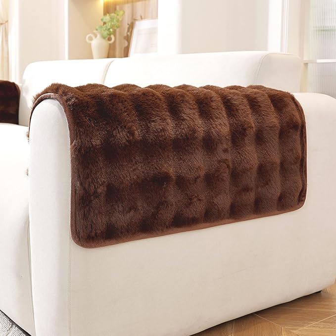 Waterproof Dog Bed Cover Non Slip Couch Covers for Dogs Washable Soft Faux Fur Sofa Cover Couch Covers for 3 Cushion Couch Sofa Pet Friendly (Brown, 24" x 24" 2 Pack)