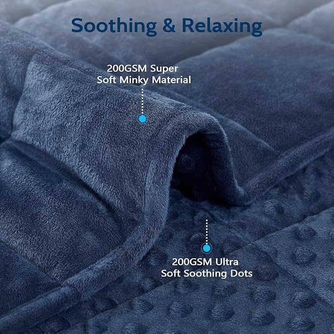 L'AGRATY Weighted Blanket for Adult - 80"x87" 20lbs Minky Dots Heavy Blanket with Glass Beads Soft Breathable for All-Season Summer Fall Winter Thick Comfort for Sleeping