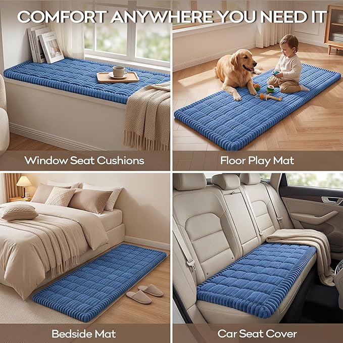 decorUhome Non-Slip Fuzzy Couch Cover for Dogs, Soft Thick Washable Pet-Friendly Protector, Sofa Slipcover for 3 Cushion Couch Sofa, Navy Blue, 27.6" x 82.7"