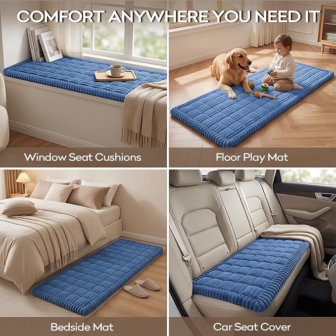 decorUhome Non-Slip Fuzzy Couch Cover for Dogs, Soft Thick Washable Pet-Friendly Protector, Sofa Slipcover for 2 Cushion Sofa/Loveseat, Navy Blue, 27.6" x 59"