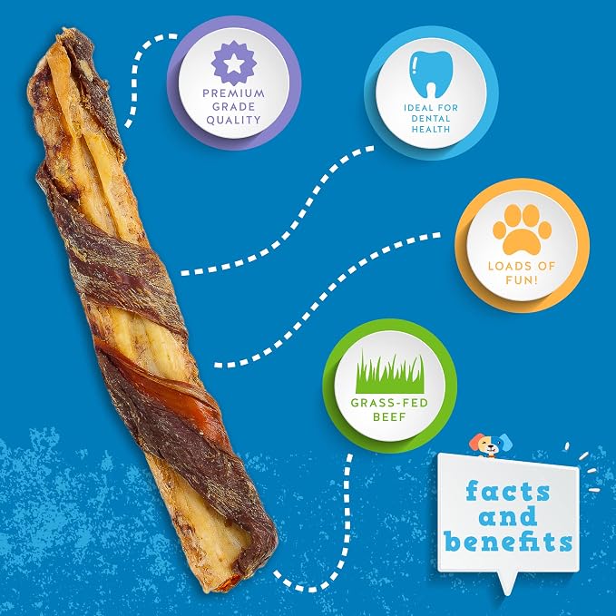 Jack&Pup 7" Beef Rib Bones for Dogs (4 Pack) – Beef Rib Bones Wrapped with Beef Jerky Twist for Flavor and Fun, Healthy High-Protein Dog Bones for Small & Large Dogs