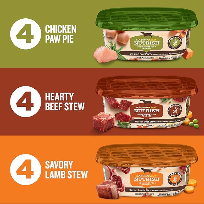 Nutrish Rachael Ray Savory Favorites Wet Dog Food Variety Pack, 8 oz. Tubs (Pack of 6)