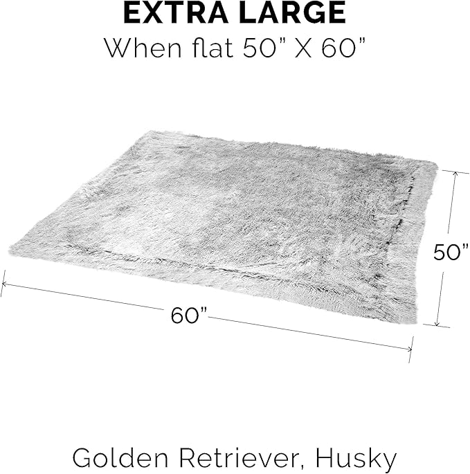Furhaven Waterproof Throw Blanket for Dogs & Indoor Cats, Washable - Shaggy Plush Calming Long Faux Fur & Velvet Dog Blanket - Mist Gray, XL