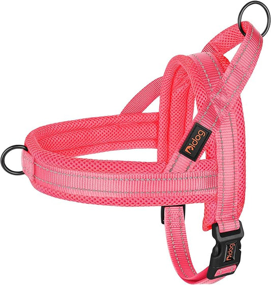 Didog No Pull Dog Harness with Breathable Mesh Padded,Reflective & Quick Fit Light Weight Dog Strap Vest Harness,Easy for Walking Training (S:Chest 18-22", Pink)