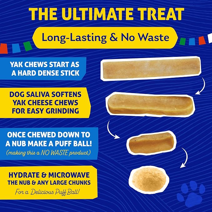 Himalayan Dog Chew Original Yak Cheese Dog Chews,100% Natural, Long Lasting, Gluten Free, Healthy & Safe Canine Treats, Lactose & Grain Free, Protein Rich, Mixed Sizes, Dogs 65 Lbs & Smaller, 4 Count