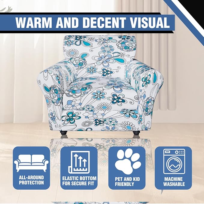 Stretch Couch Covers, Floral Printed Sofa Covers,2 Piece Armchair Slipcover with Separate Sect Cover,Washable Sofa Slipcover, Pet Friendly Furniture Protector Fit for Home (Armchair,Ball Flower)
