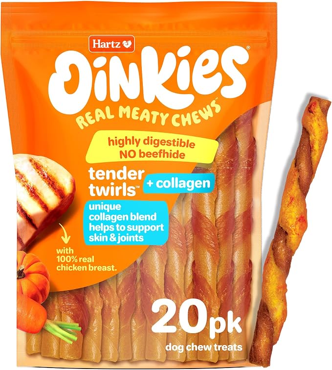 Oinkies Chickentastic Tender Twirls + Collagen, 20 Count