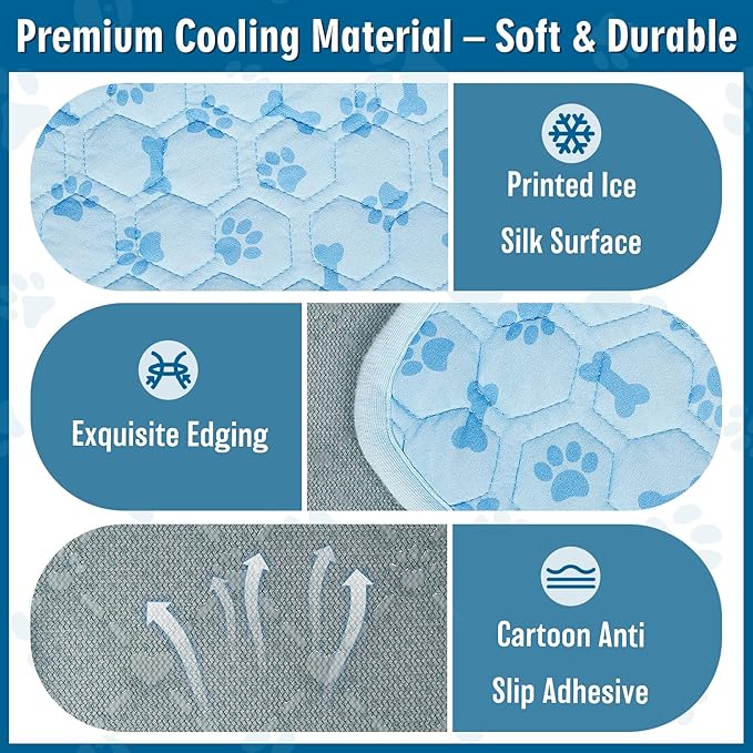 Cooling Mat for Dogs, Q-Max>0.5 Reusable Washable Dog Cooling Pad, Non-Toxic Breathable Pet Cool Blanket, Portable Cooling Bed for Dogs Cats, Indoor Outdoor Summer Heat Relief, No Refrigeration Needed
