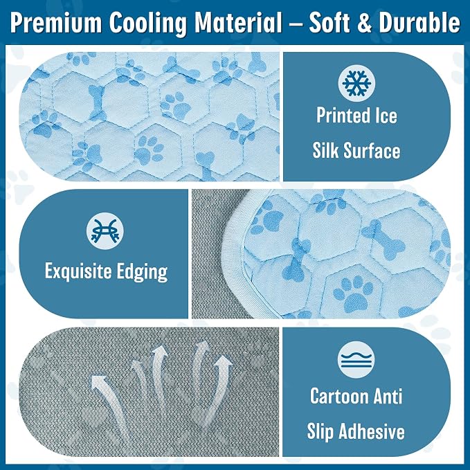 Cooling Mat for Dogs, Q-Max>0.5 Reusable Washable Dog Cooling Pad, Non-Toxic Breathable Pet Cool Blanket, Portable Cooling Bed for Dogs Cats, Indoor Outdoor Summer Heat Relief, No Refrigeration Needed