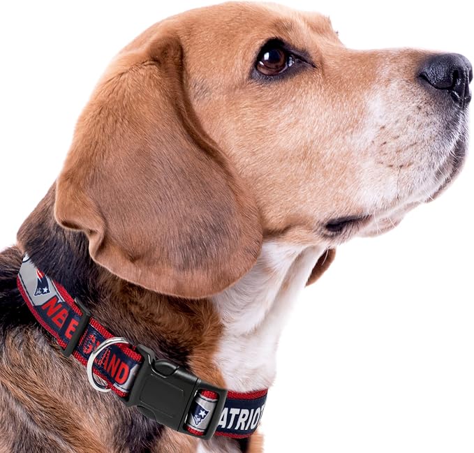 Pets First NFL New England Patriots Licensed PET COLLAR, Large - Heavy-Duty, Strong, and Durable Dog Collar. Available in 31 Football Teams and 4 Sizes