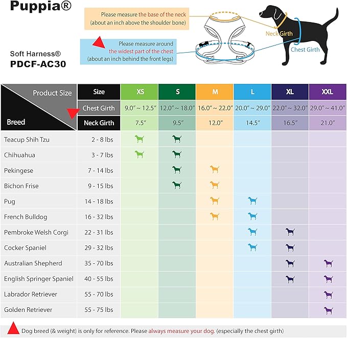 Puppia Soft Dog Harness No Choke Over-The-Head Triple Layered Breathable Mesh Adjustable Chest Belt and Quick-Release Buckle, Orange, Medium (Pack of 3)