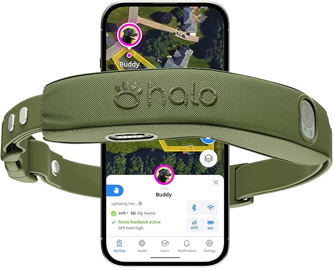 Halo Collar 5 Wireless Dog Fence & GPS Dog Collar, Keep Your Dog Safely Contained Outdoors with App-Controlled Boundaries and Real-Time Tracking, One Size, Ranger