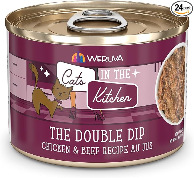 Weruva Cats in The Kitchen, The Double Dip with Chicken & Beef Au Jus Cat Food, 6oz Can (Pack of 24)
